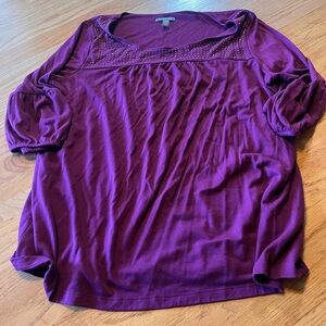 Apt 9 Purple 3/4 Sleeve with Rhinestones Shirt